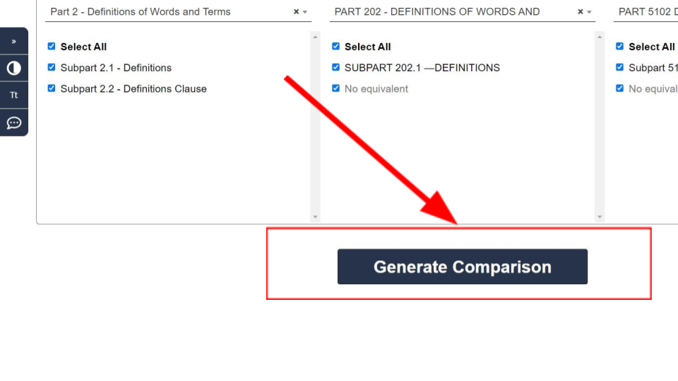 ARC generate comparison button click